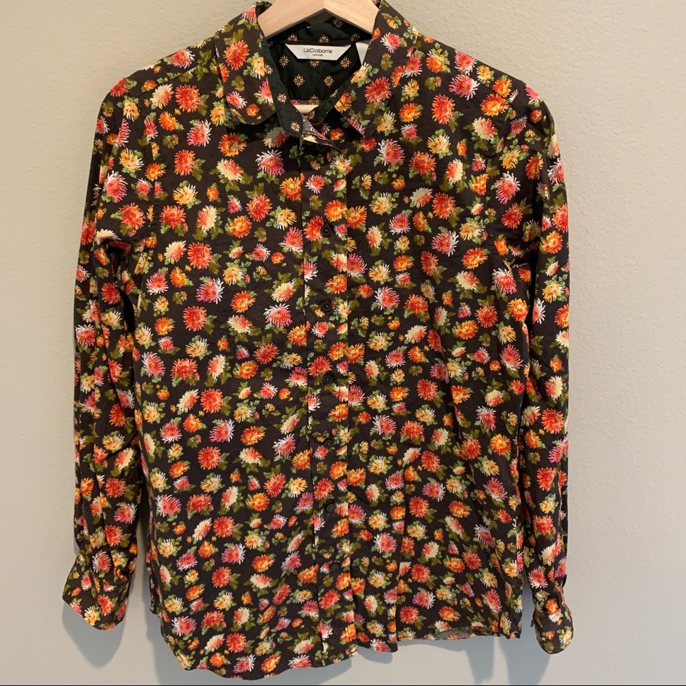Liz Clairborne floral print button down shirt.